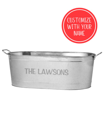 Image of Personalized Galvanized Family Name Beverage Tub or Tub with Stand