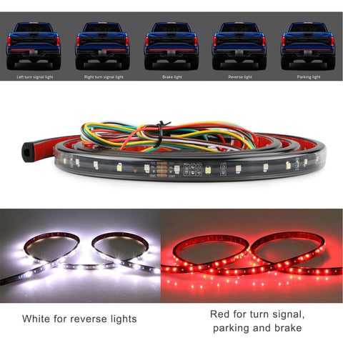 Image of 60 inch Truck Tailgate Light Bar Strip, Weatherproof LED Flexible, 5-Function Rear Tail Lights Lamp