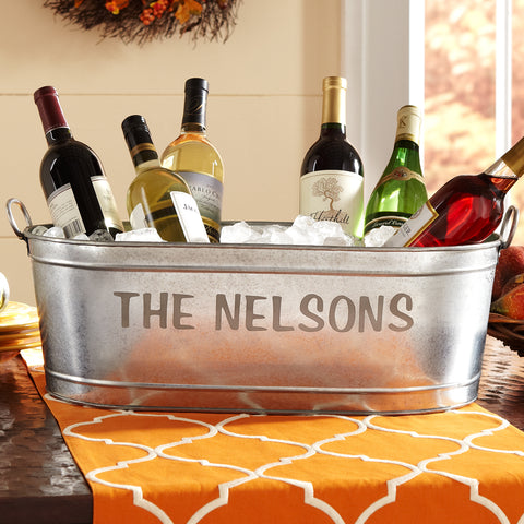 Image of Personalized Galvanized Family Name Beverage Tub or Tub with Stand