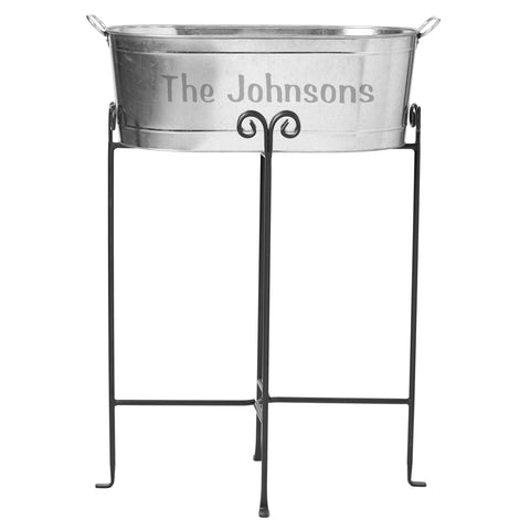 Image of Personalized Galvanized Family Name Beverage Tub or Tub with Stand