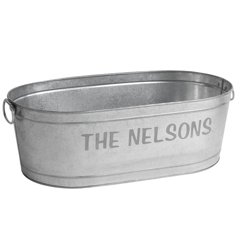 Image of Personalized Galvanized Family Name Beverage Tub or Tub with Stand