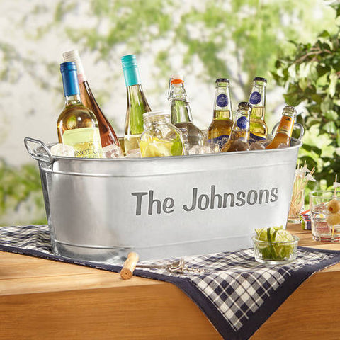 Image of Personalized Galvanized Family Name Beverage Tub or Tub with Stand