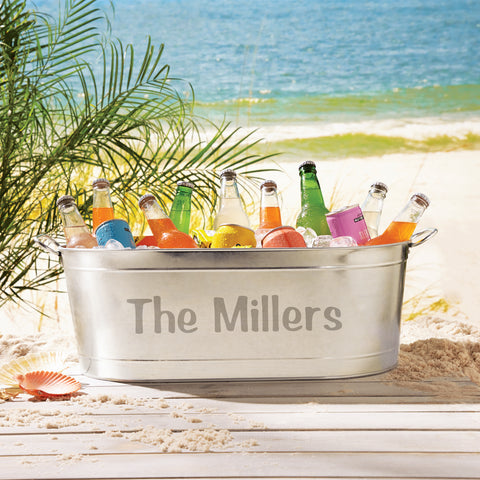 Image of Personalized Galvanized Family Name Beverage Tub or Tub with Stand